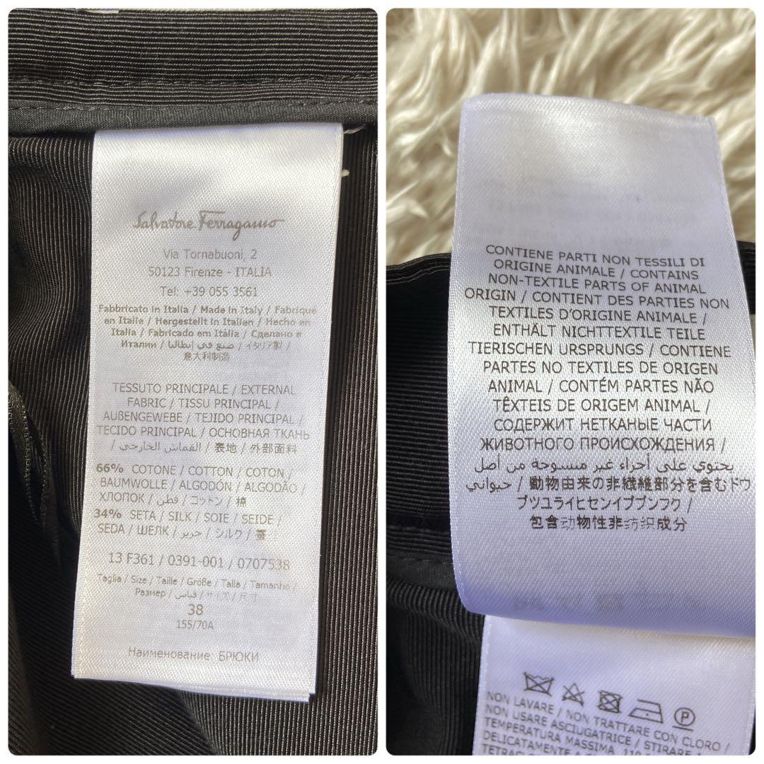 近年　美品　フェラガモ　コットンシルクハーフパンツ　タック　膝下丈　38M位　黒