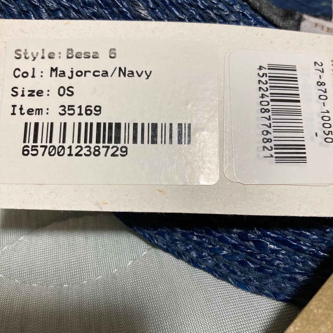 タグ付　HELEN KAMINSKI BESA６ ネイビー ラフィア　帽子