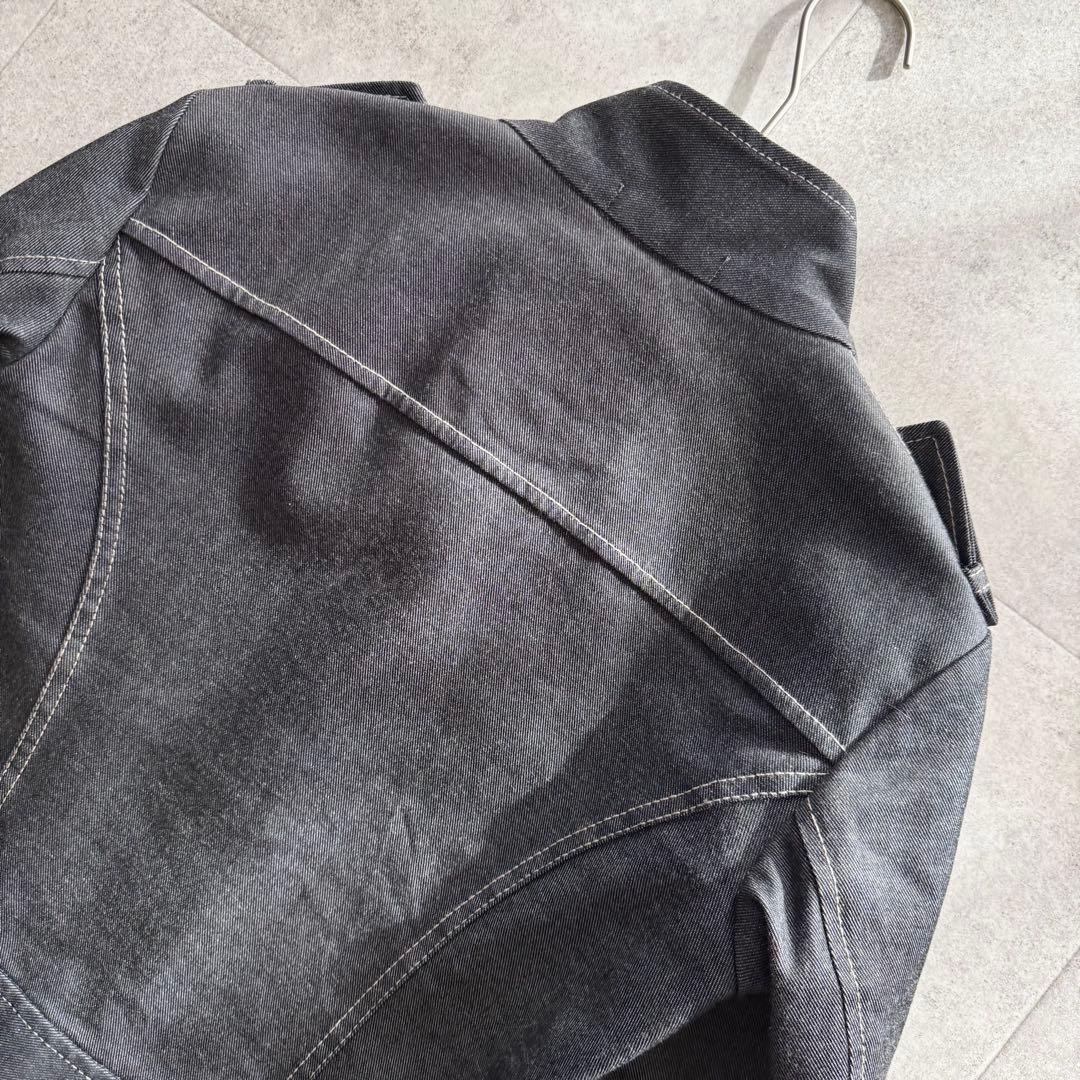 セリーヌ　デニムジャケット　Gジャン　トリオンフ　銀ボタン　38　グレー系
