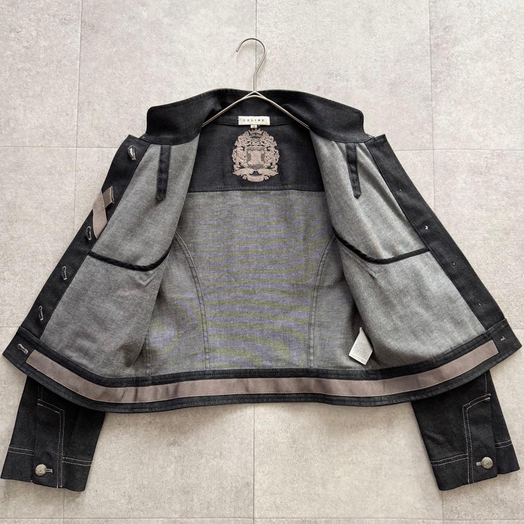 セリーヌ　デニムジャケット　Gジャン　トリオンフ　銀ボタン　38　グレー系