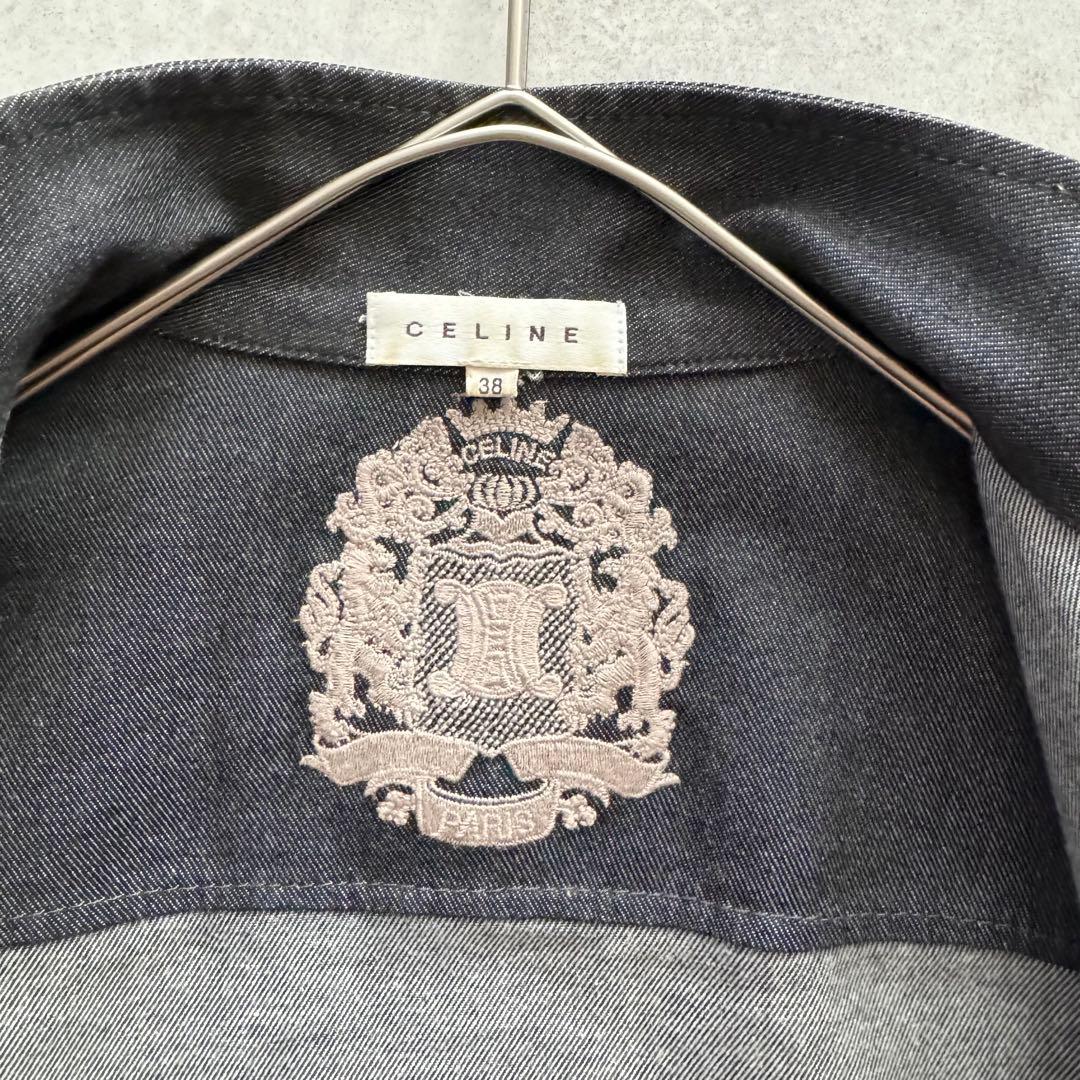 セリーヌ　デニムジャケット　Gジャン　トリオンフ　銀ボタン　38　グレー系