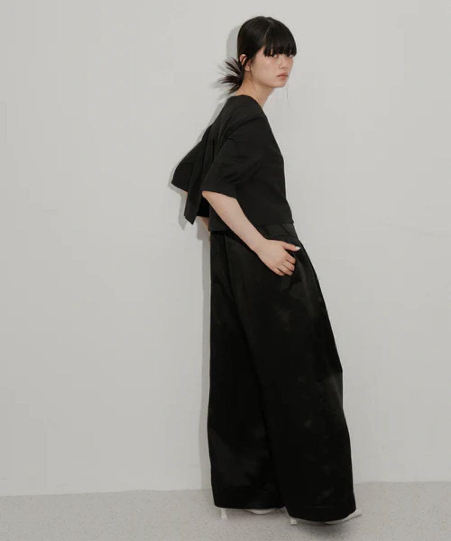 訳あり 新品 アダムエロペ 【サステナブル】 ジャケットコンビロンパース S 黒