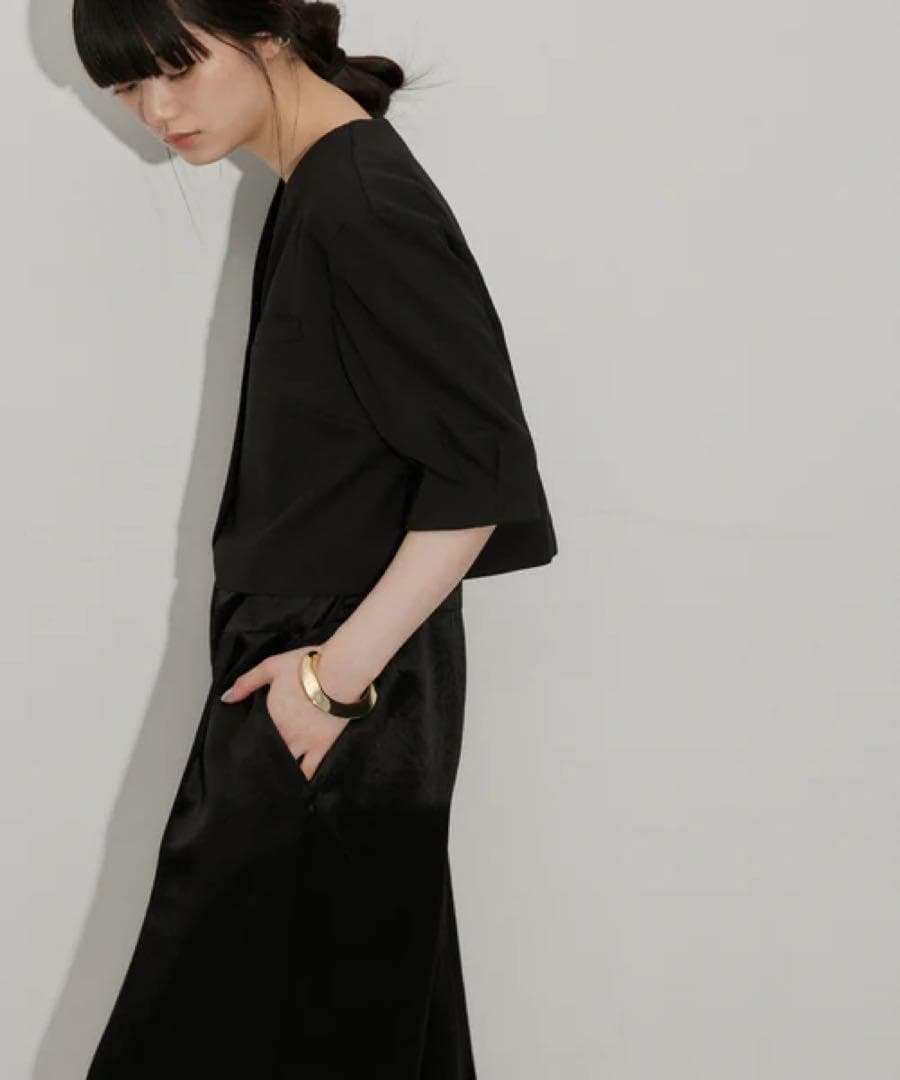 訳あり 新品 アダムエロペ 【サステナブル】 ジャケットコンビロンパース S 黒