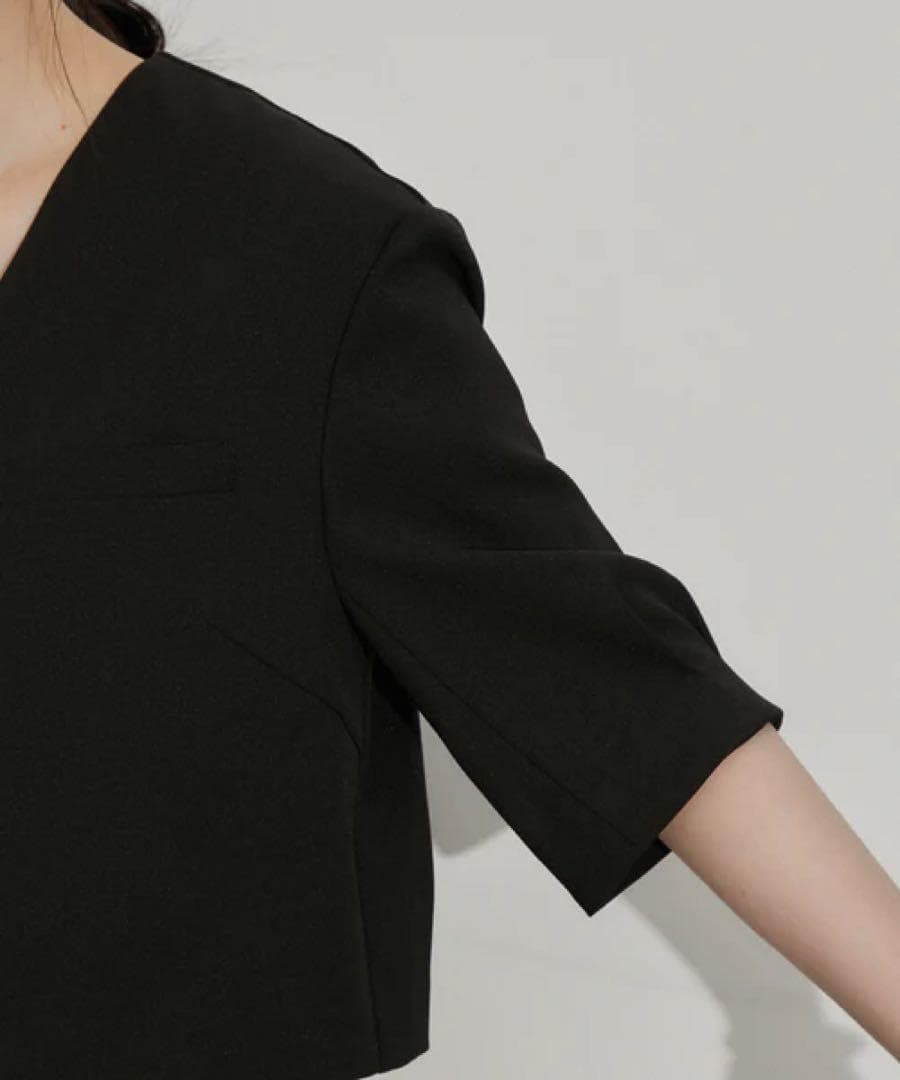 訳あり 新品 アダムエロペ 【サステナブル】 ジャケットコンビロンパース S 黒