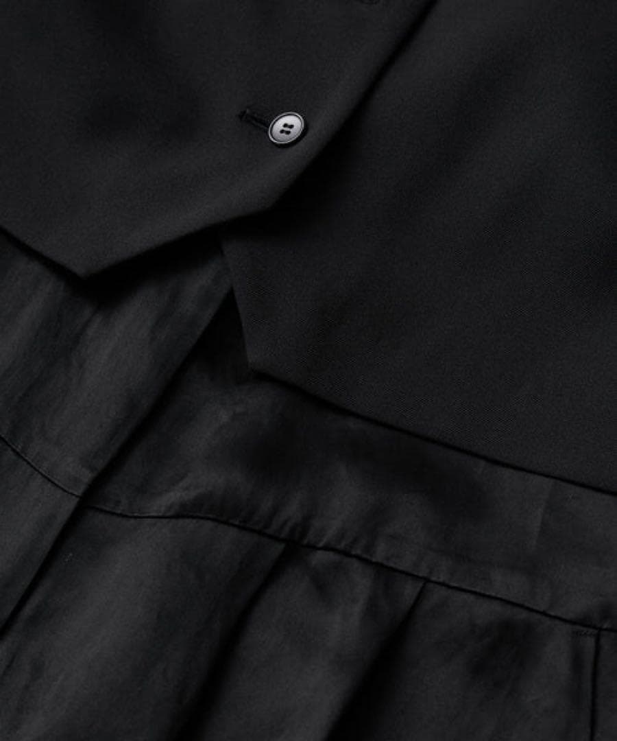 訳あり 新品 アダムエロペ 【サステナブル】 ジャケットコンビロンパース S 黒