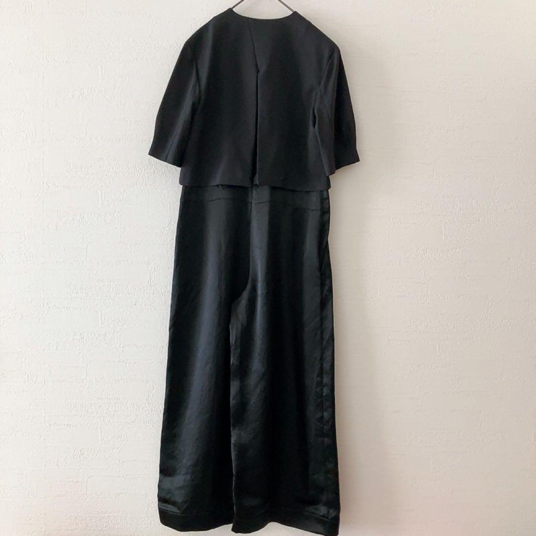 訳あり 新品 アダムエロペ 【サステナブル】 ジャケットコンビロンパース S 黒