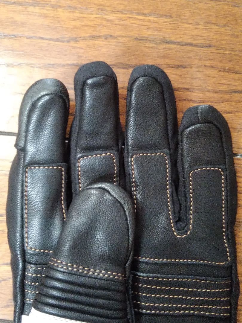 Harley-Davidson バイク用レザーグローブ 黒 白 橙 XLサイズ