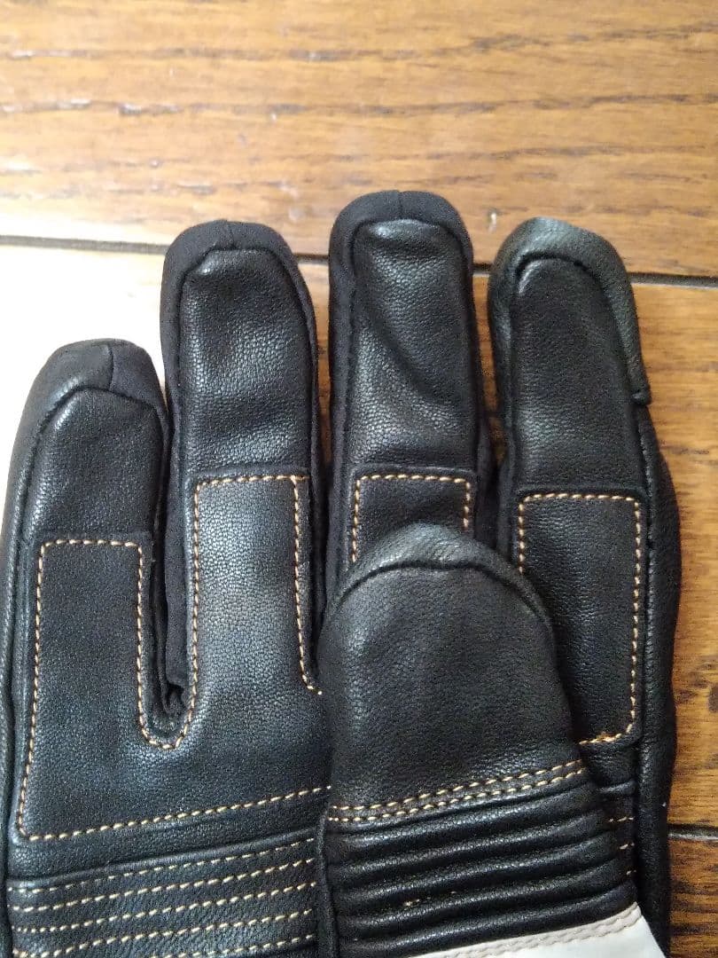 Harley-Davidson バイク用レザーグローブ 黒 白 橙 XLサイズ