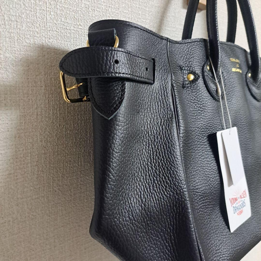 YOUNG&OLSEN エンボスレザー ベルテッド トートバッグ S ブラック