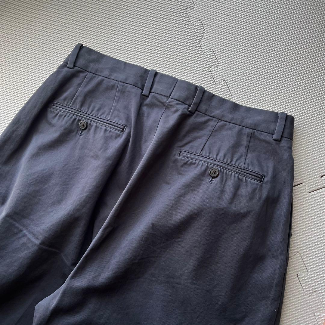 美品 NEAT Chino ニートチノ ブルーグレー 46 コットン 2タック