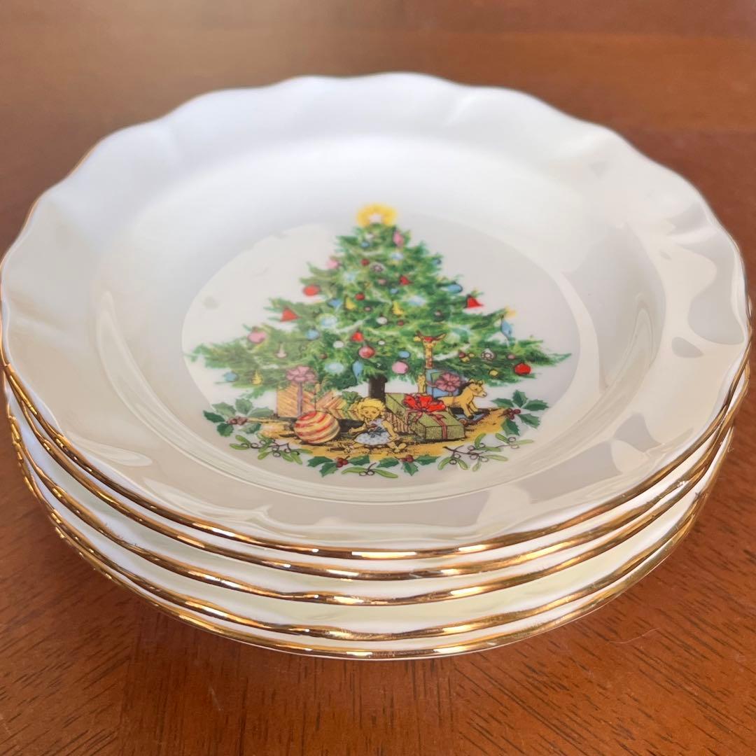 【美品】ロイヤルウィンチェスターダッチェス★クリスマス★プチプレート5枚