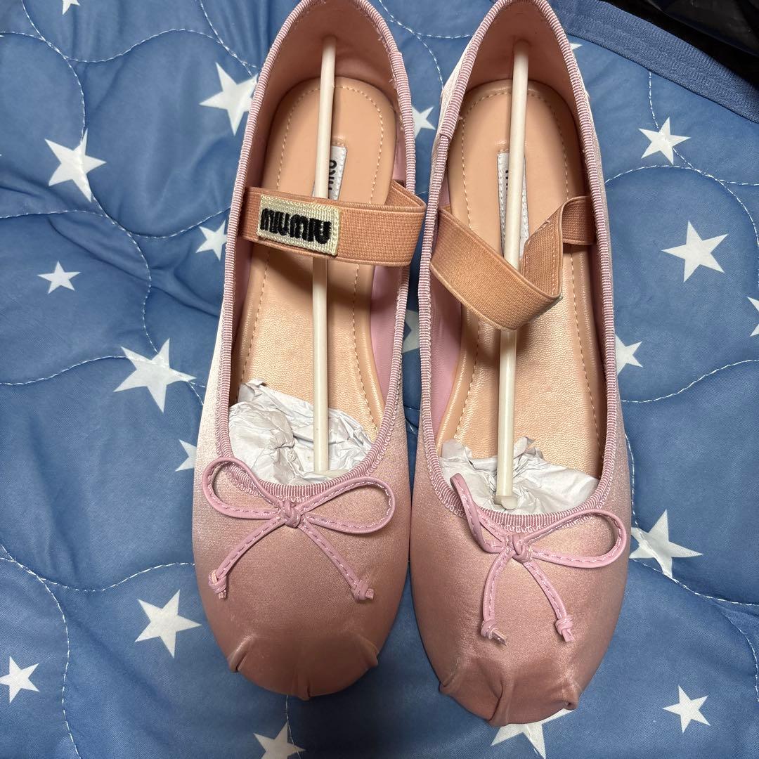 ピンク バレエシューズ クロスストラップ