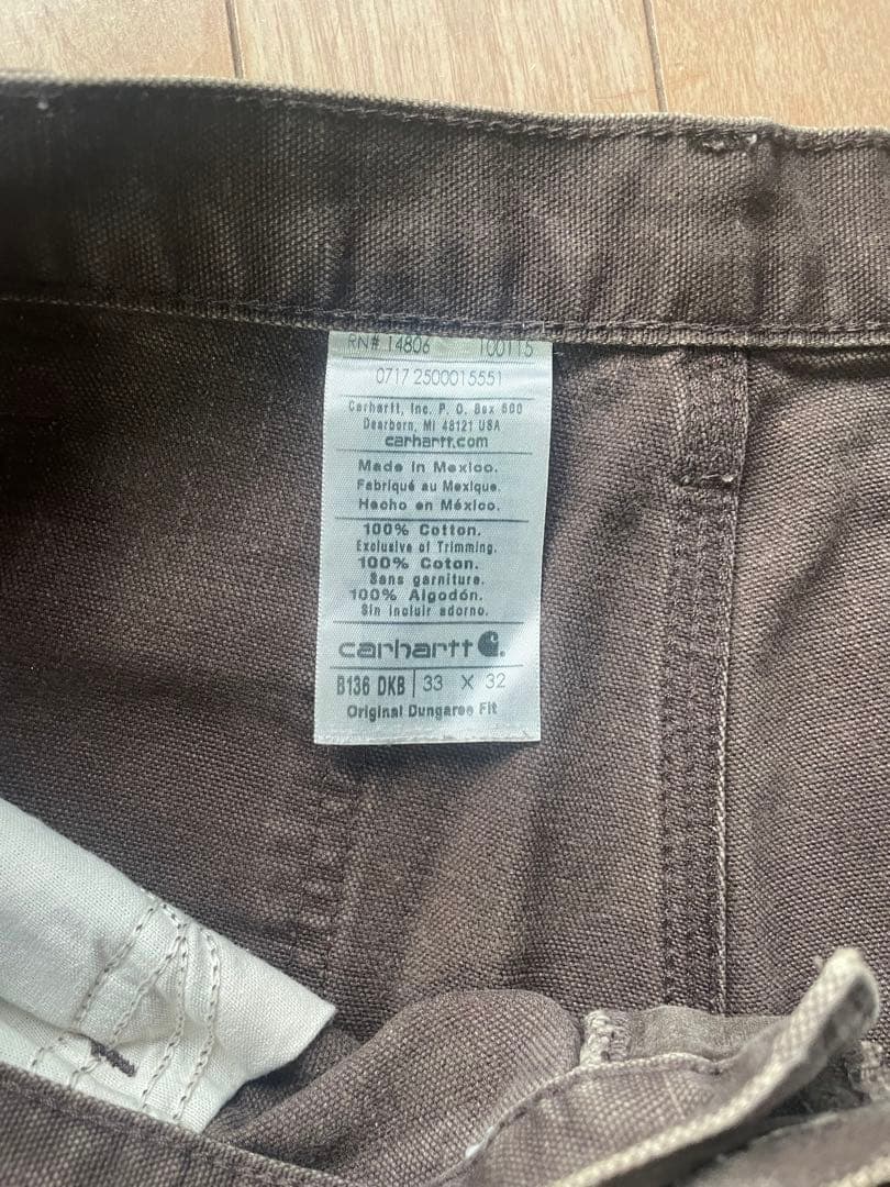 Carhartt ブラウン　33×32 ダブルニー　メキシコ製