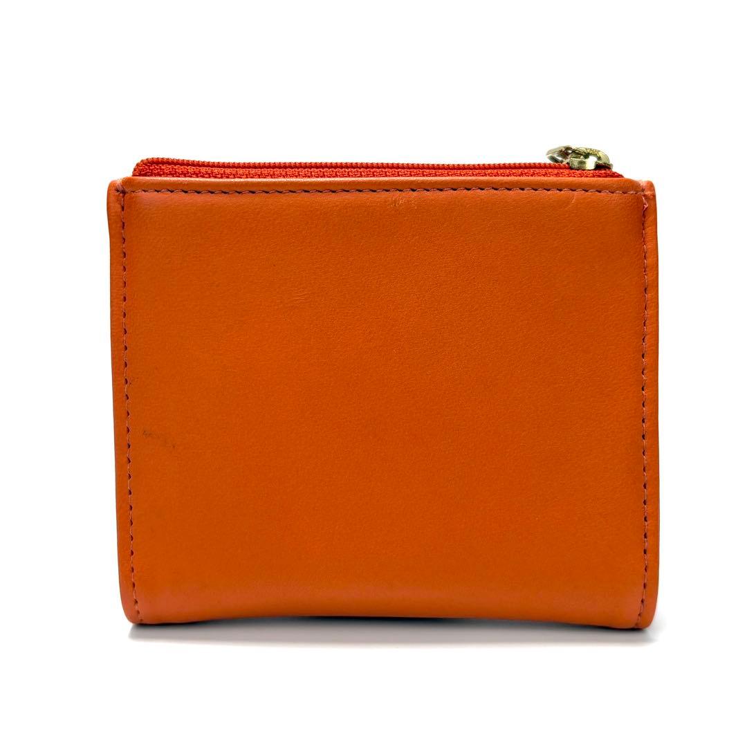 極希少　COACH　コーチ　２つ折り財布　コンパクト　グラブタンレザー　オレンジ
