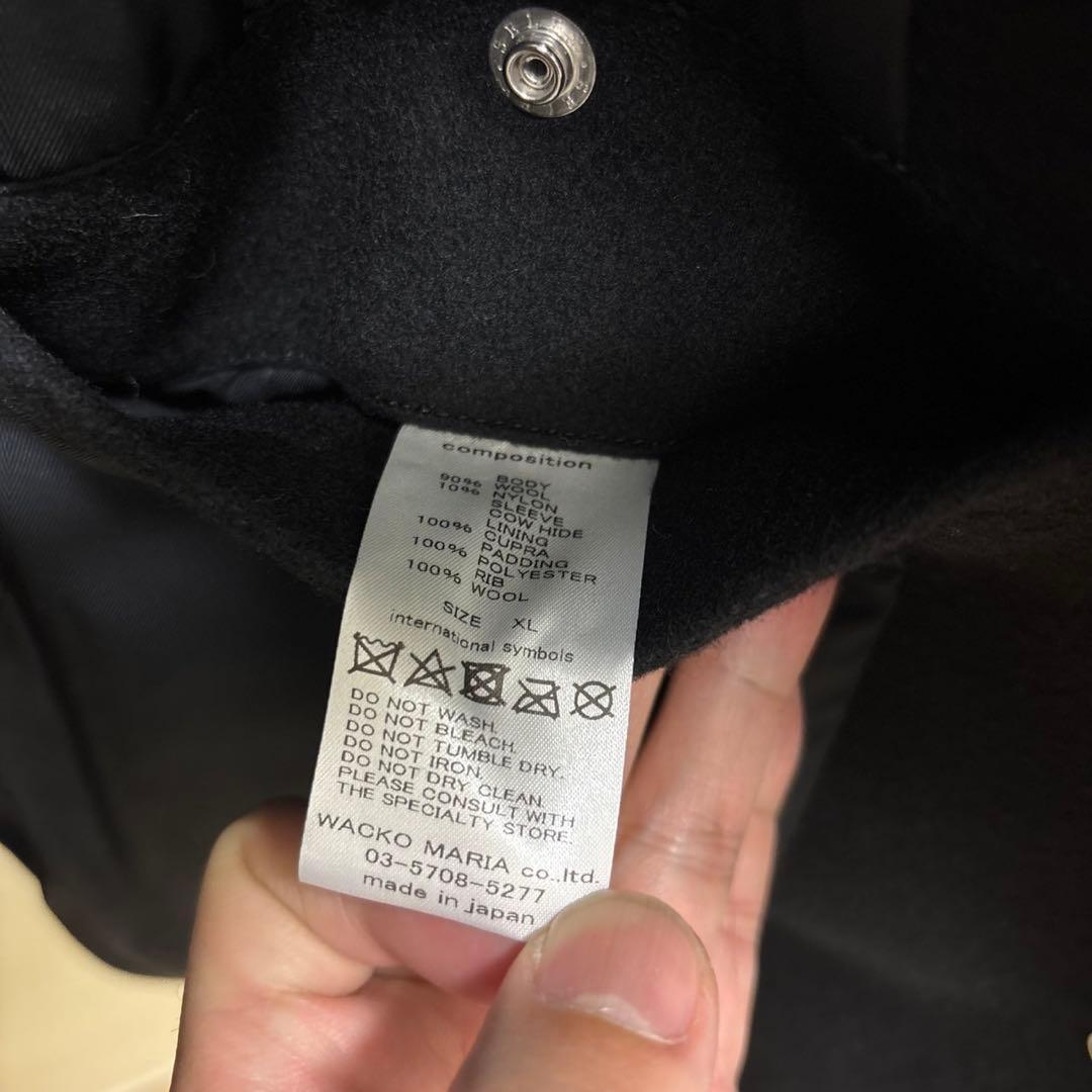 ワコマリア 天国東京 バーシティジャケット ウールメルトン カウハイド　XL