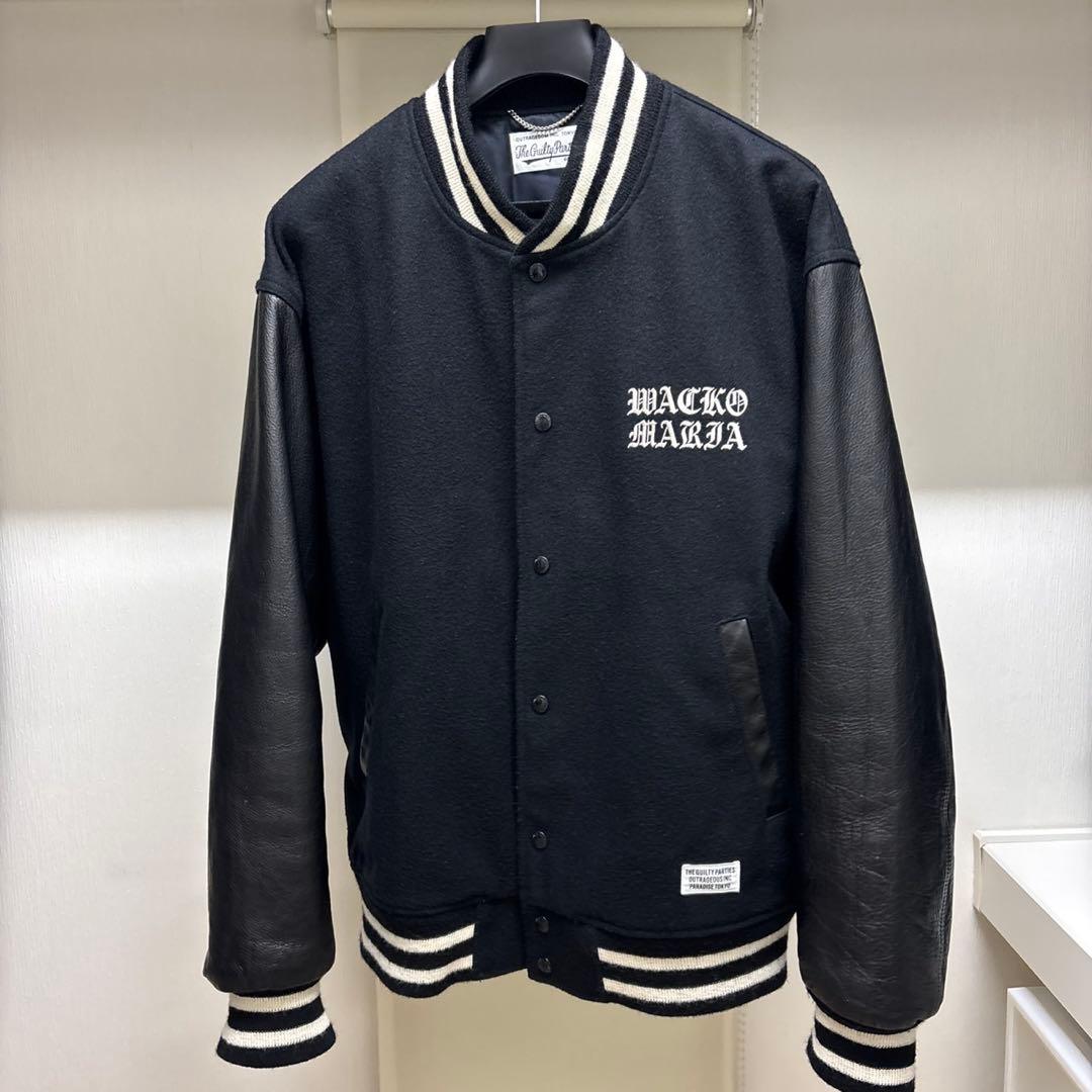 ワコマリア 天国東京 バーシティジャケット ウールメルトン カウハイド　XL