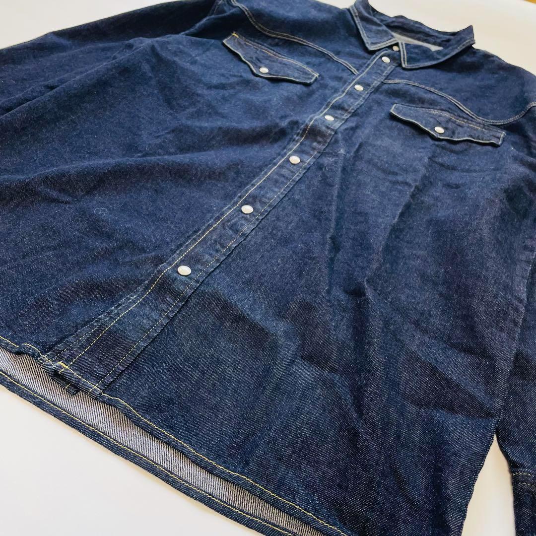 児島マーケットプレイス デニムシャツ ウエスタン インディゴ Lサイズ