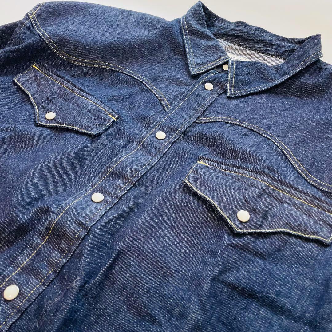 児島マーケットプレイス デニムシャツ ウエスタン インディゴ Lサイズ