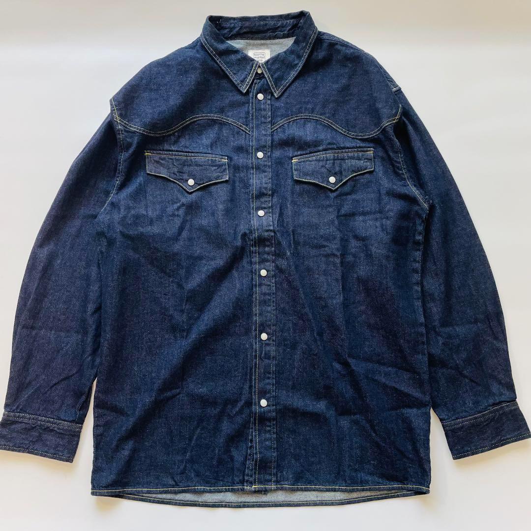 児島マーケットプレイス デニムシャツ ウエスタン インディゴ Lサイズ