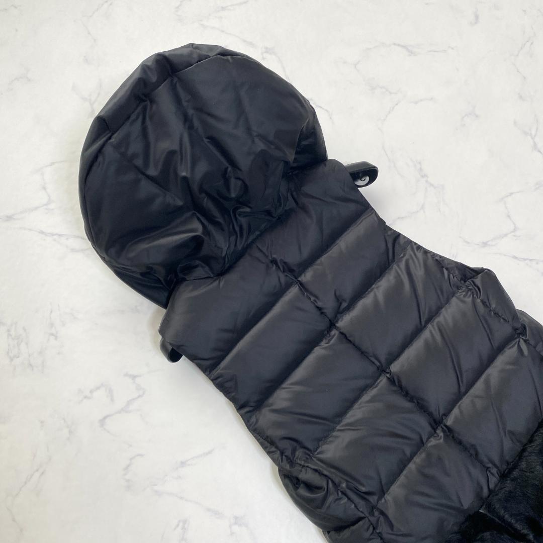 ダイアグラム ラムファーダウンベスト 切替 レザー ブラック 36 フード