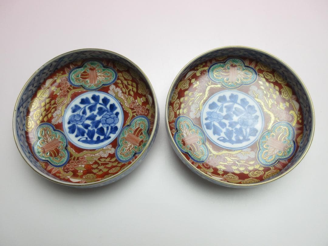 大聖寺伊万里 金彩 色絵 小皿 10客 古伊万里 時代 70707