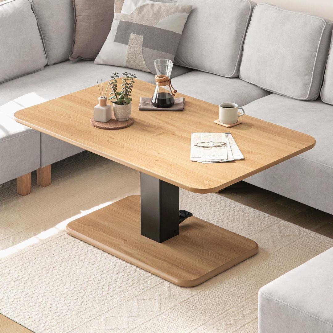 モダンデコ 昇降式テーブル ナチュラルカラー　ダイニングテーブル