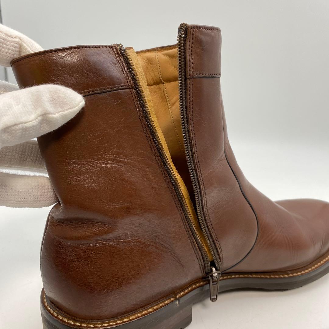 もやしもん【De gier】本革 ブラウン ジッパーブーツ フランス製