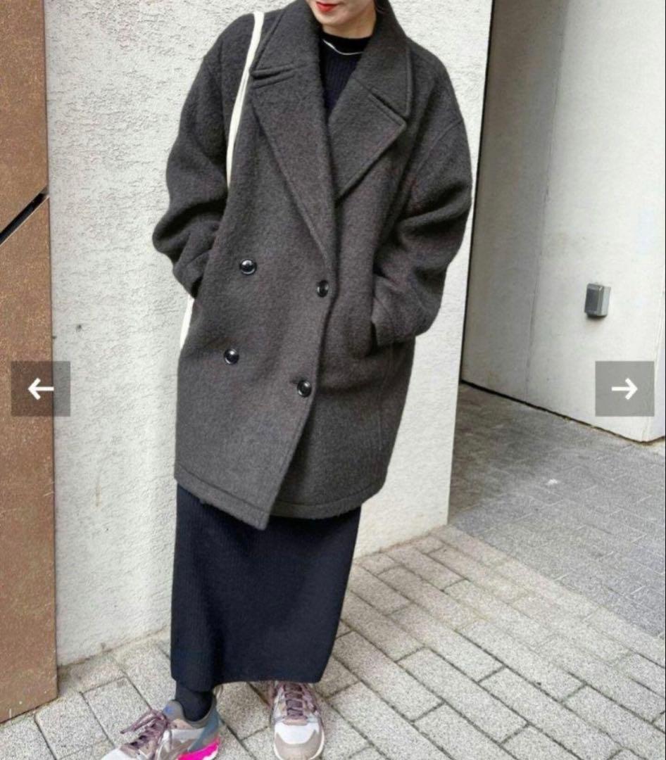 ★美品★【spick&span】ミドルシャギーコート グレー 38