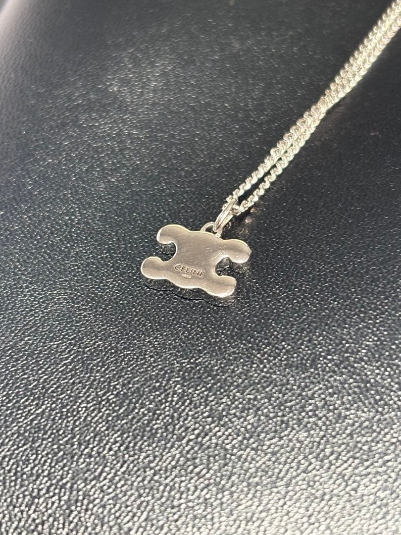 CELINEトリオンフ ラインストーンネックレス シルバー