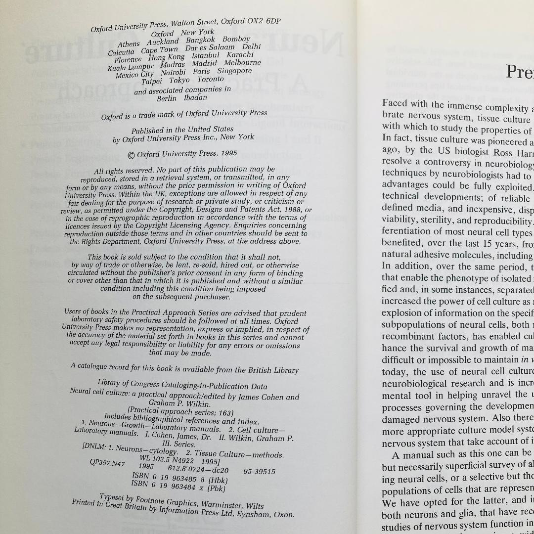 【洋書・神経細胞培養の実用書】Neural Cell Culture