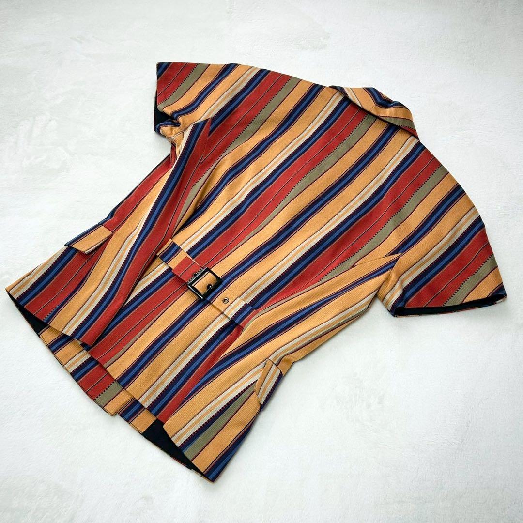 ★美品★ディオール　半袖ジャケット　ストライプ　ダブルブレスト　コットン100%