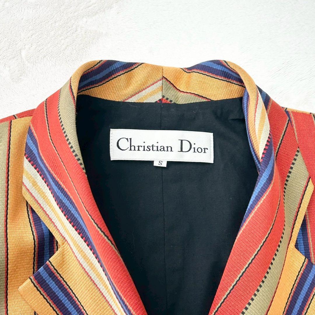★美品★ディオール　半袖ジャケット　ストライプ　ダブルブレスト　コットン100%