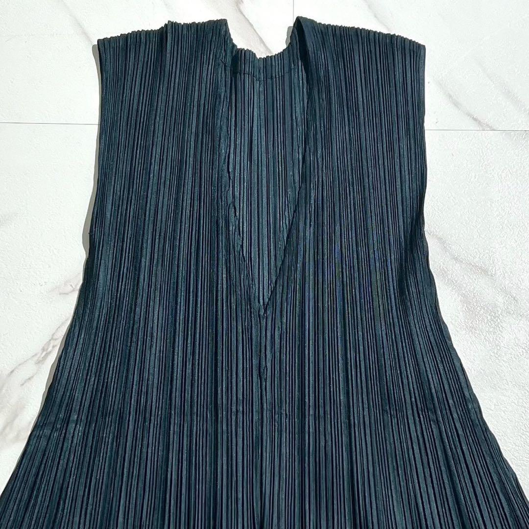 美品✨PLEATS PLEASE ノースリーブ フレアワンピース 刺繍 Vネック