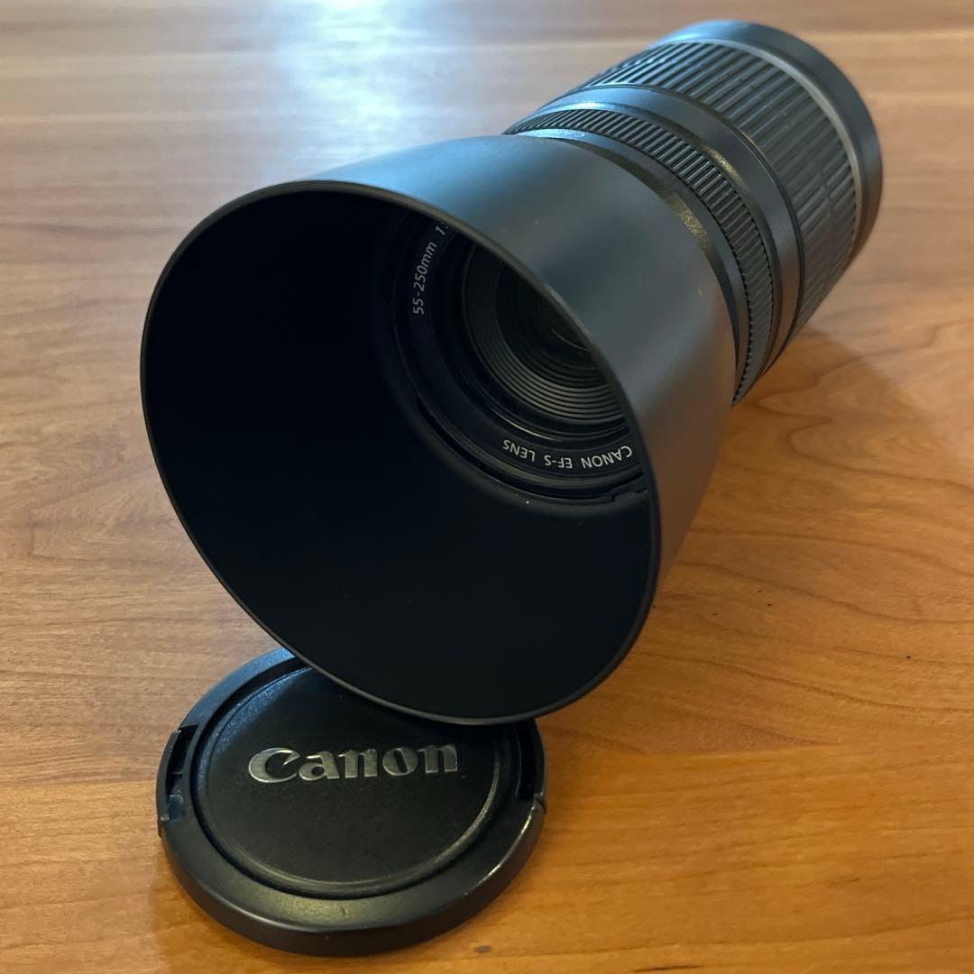 Canon キヤノン EF-S55-250mm F4-5.6 IS フード付き