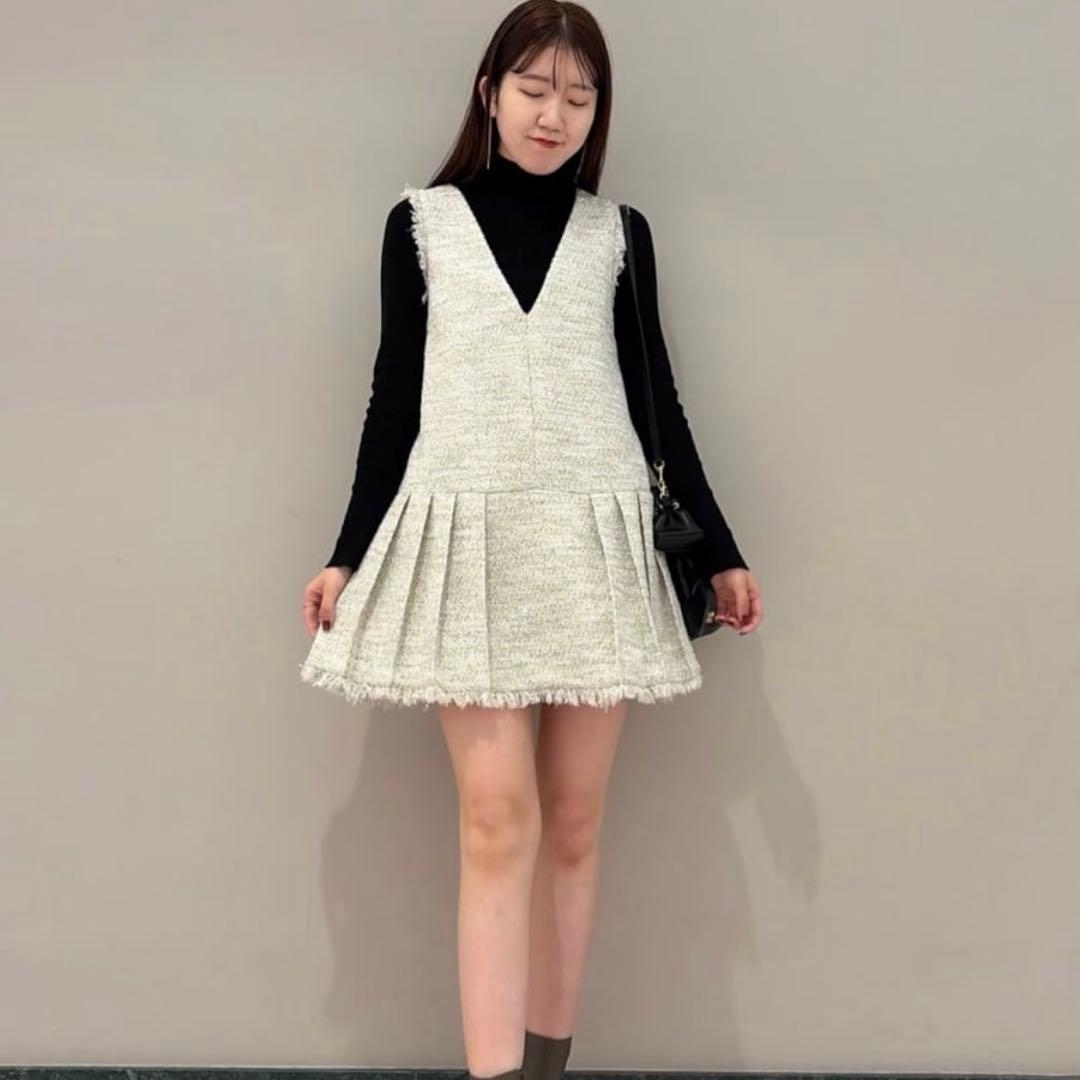 SNIDEL Vネックツイードジャンスカ　スナイデル ジャンスカ ワンピース