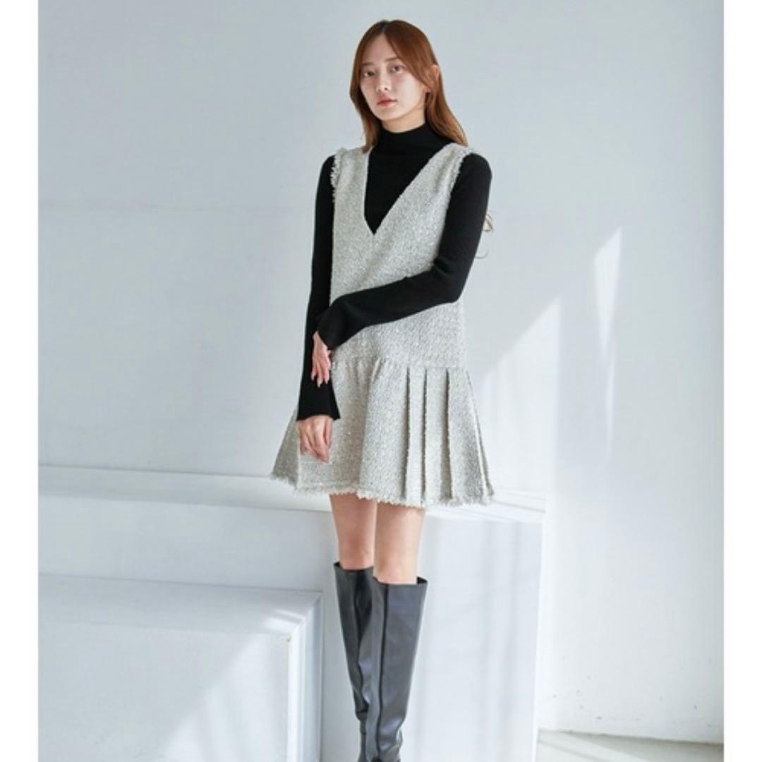SNIDEL Vネックツイードジャンスカ　スナイデル ジャンスカ ワンピース