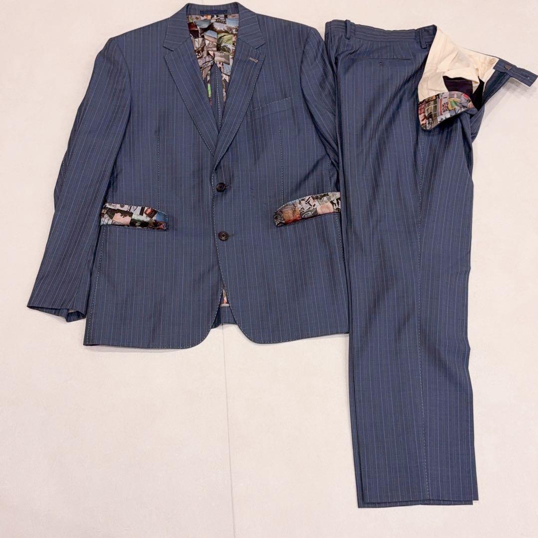 現行モデル ポールスミス×ロロピアーナ セットアップ スーツ　ストライプ XL