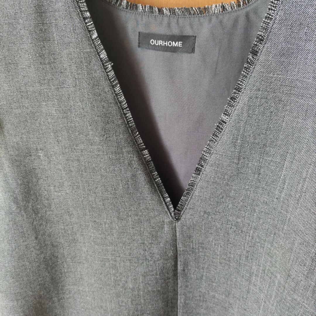 OUR 洗えるフリンジベスト ダークグレー