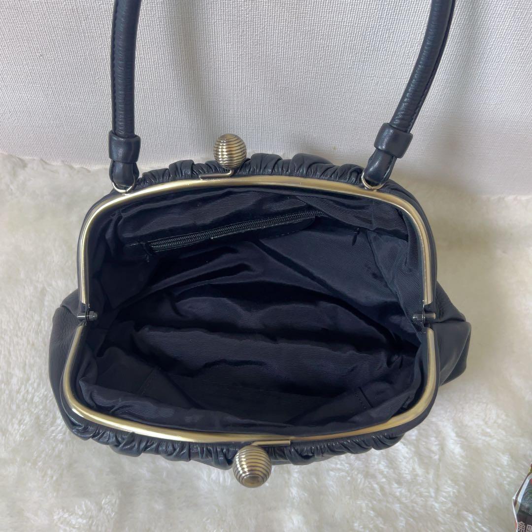シビラ Sybilla ハンドバッグ がま口 レザー 黒 本革 日本製 美品
