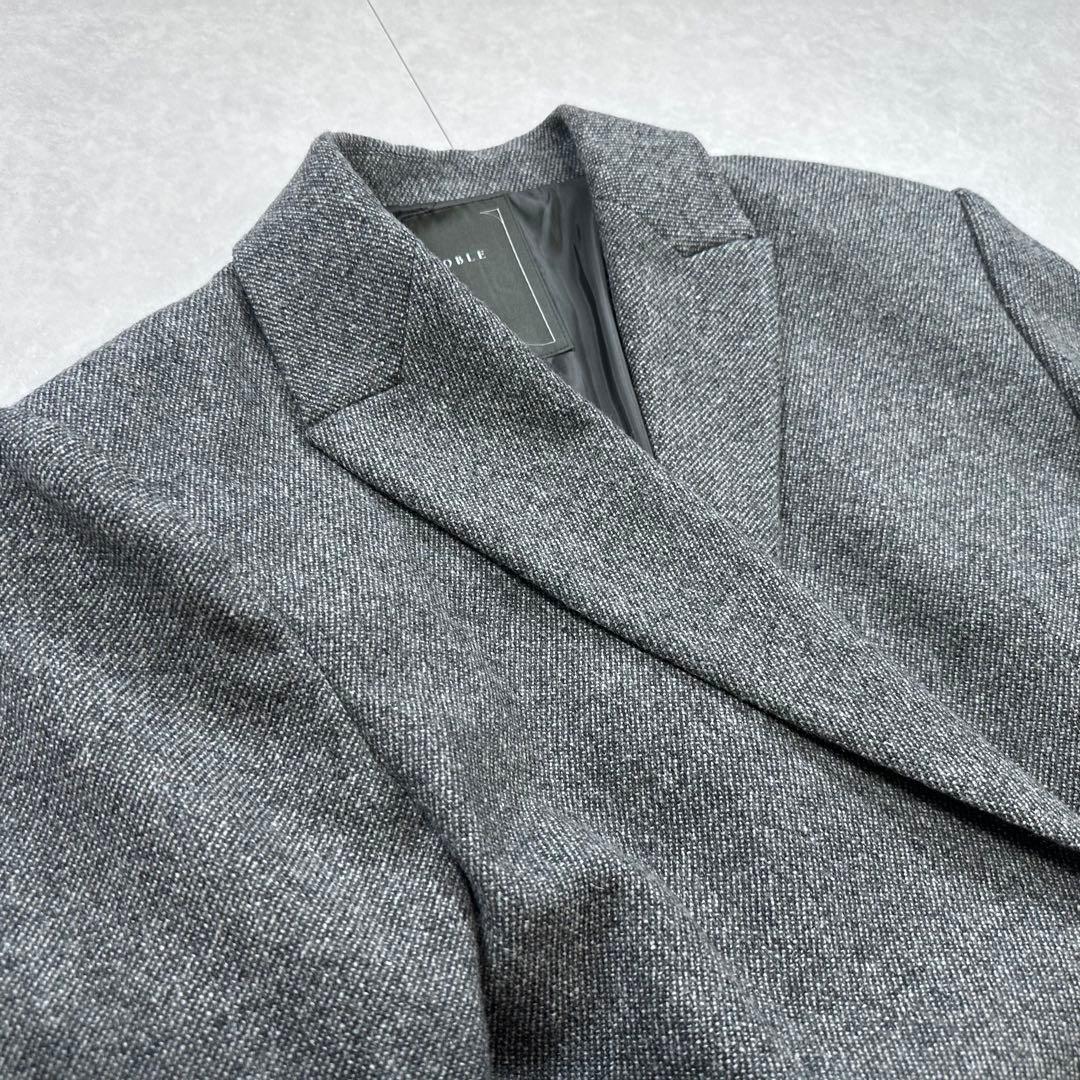 【極美品】Noble トップツイード2WAYダブルジャケット グレー 36