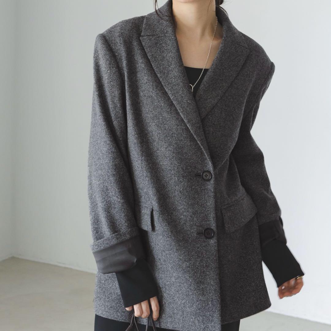 【極美品】Noble トップツイード2WAYダブルジャケット グレー 36