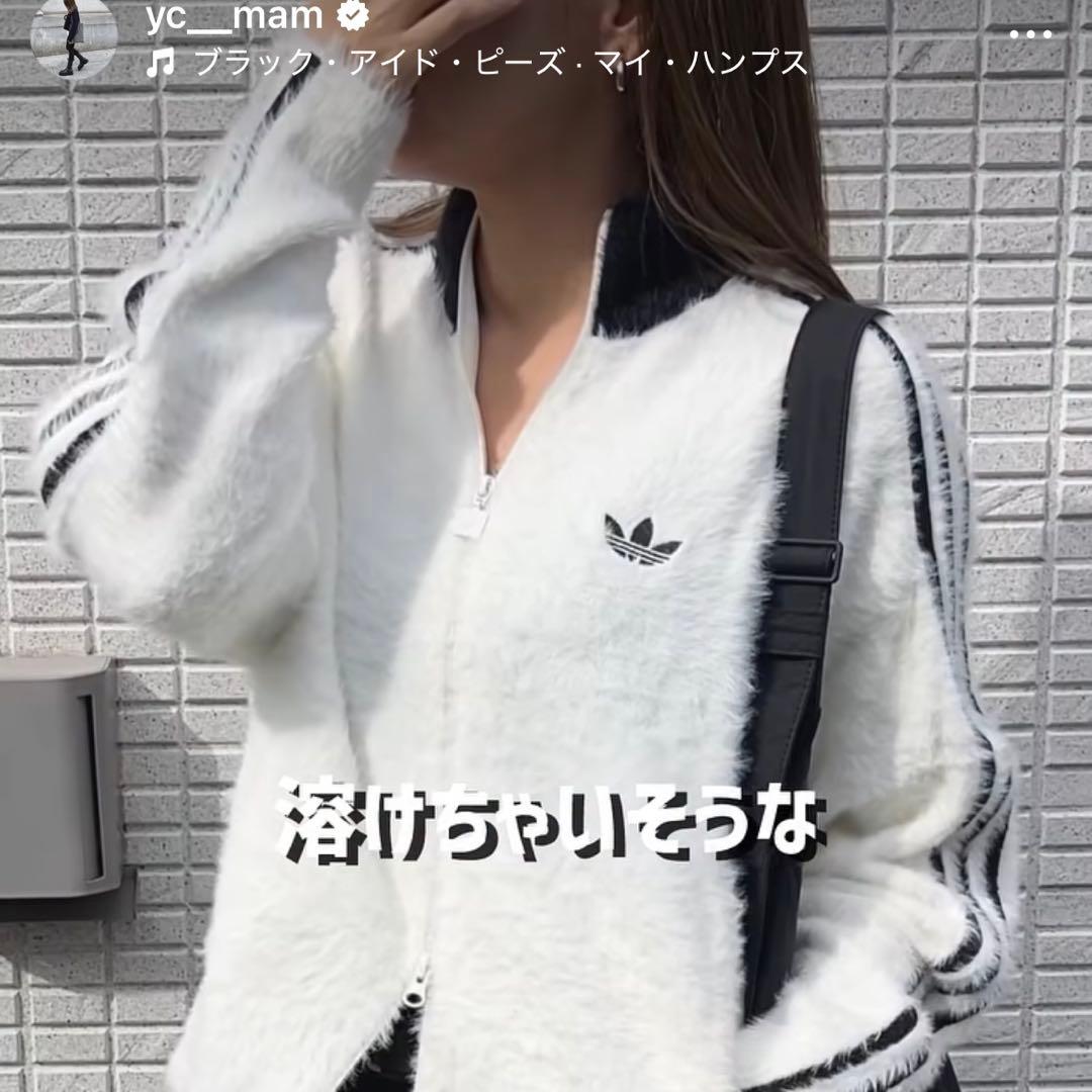 新品M⭐️adidas フェイクモヘヤ クラシック トラックトップ 黒 ぴょな