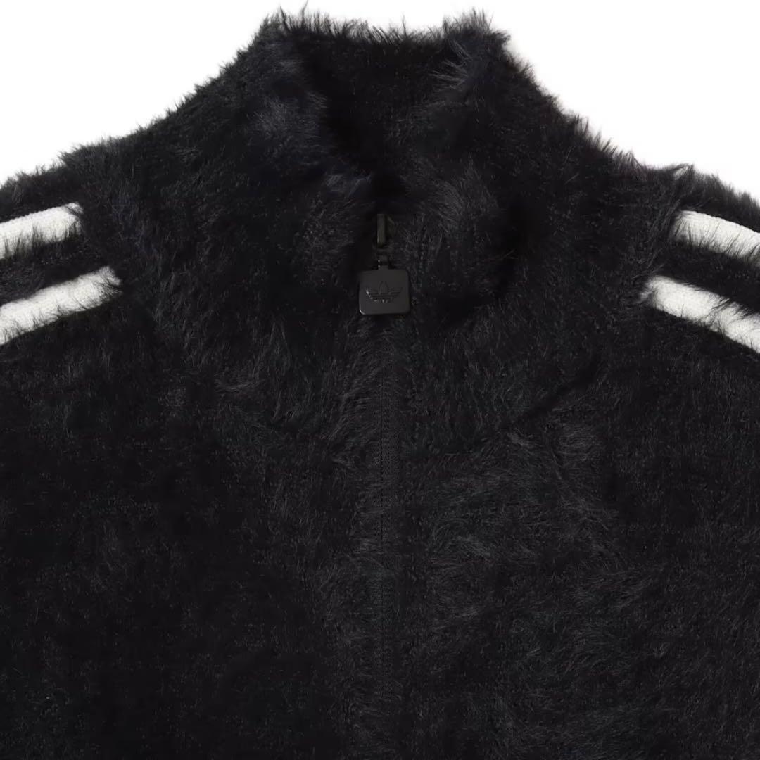新品M⭐️adidas フェイクモヘヤ クラシック トラックトップ 黒 ぴょな