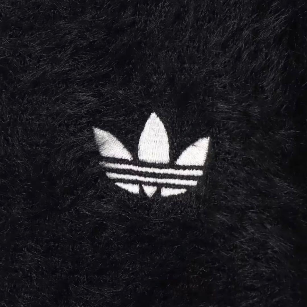 新品M⭐️adidas フェイクモヘヤ クラシック トラックトップ 黒 ぴょな