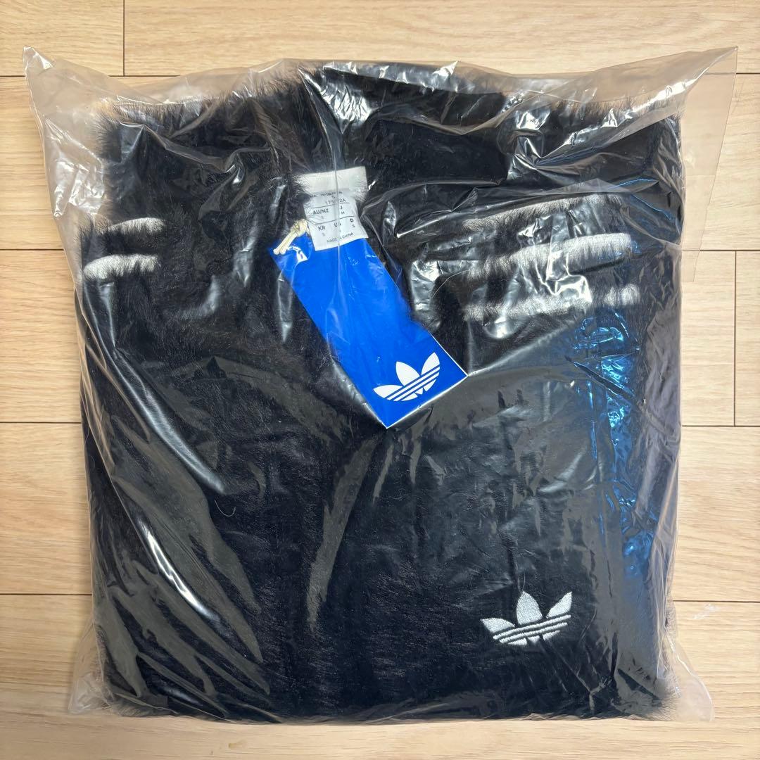 新品M⭐️adidas フェイクモヘヤ クラシック トラックトップ 黒 ぴょな