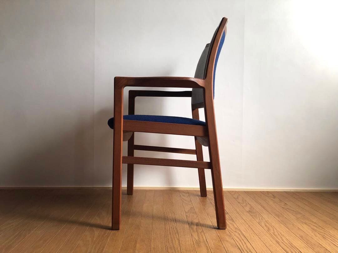 日田工芸 チーク無垢材 アームチェア② 生地新調 ダイニング デスクチェア 工芸
