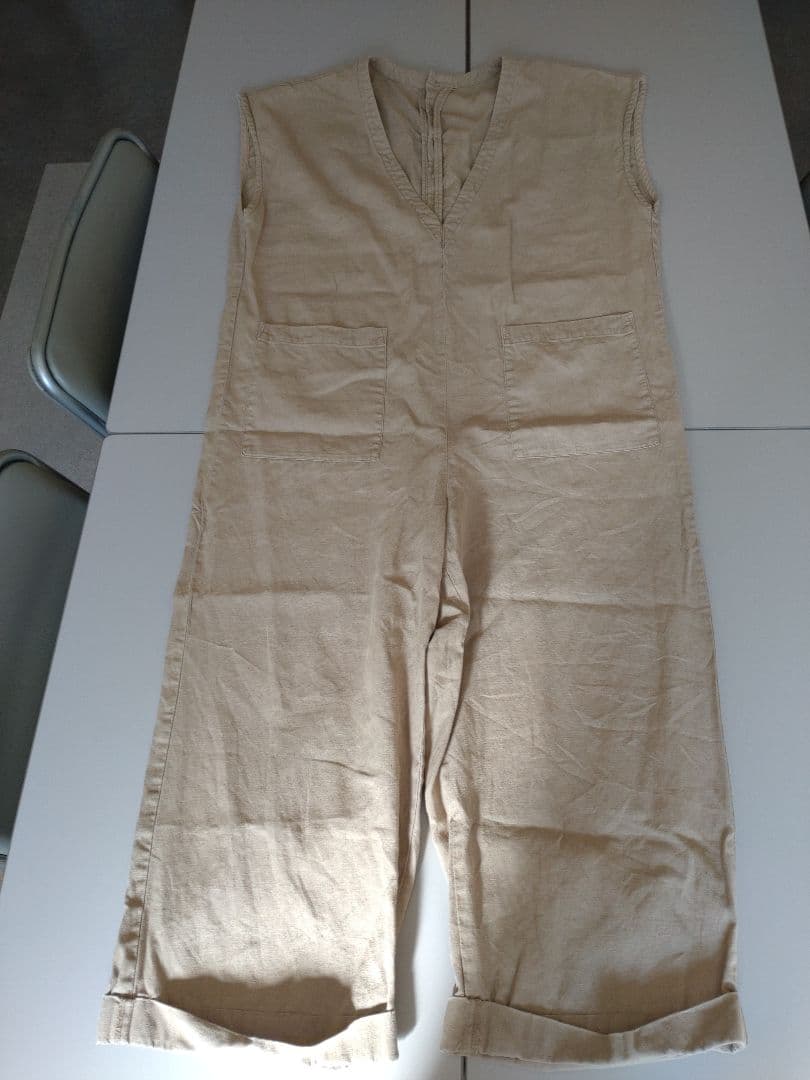 ネストローブ【UpcycleLino】オールインワン　サロペット　ベージュ