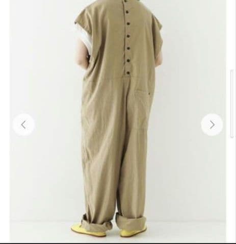 ネストローブ【UpcycleLino】オールインワン　サロペット　ベージュ