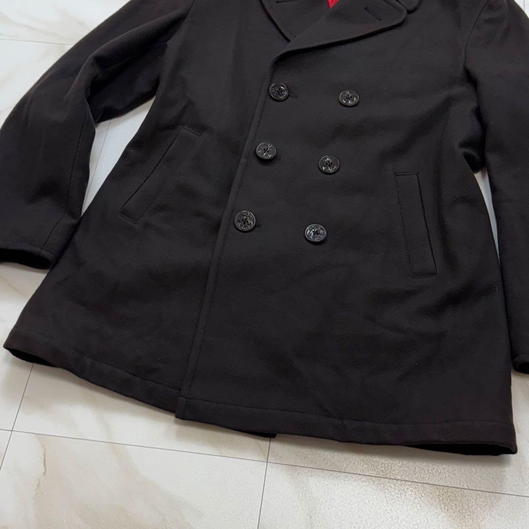 希少 カシミヤ混！ジェイプレス ダブル Pコート イタリア製生地 ネイビー XL