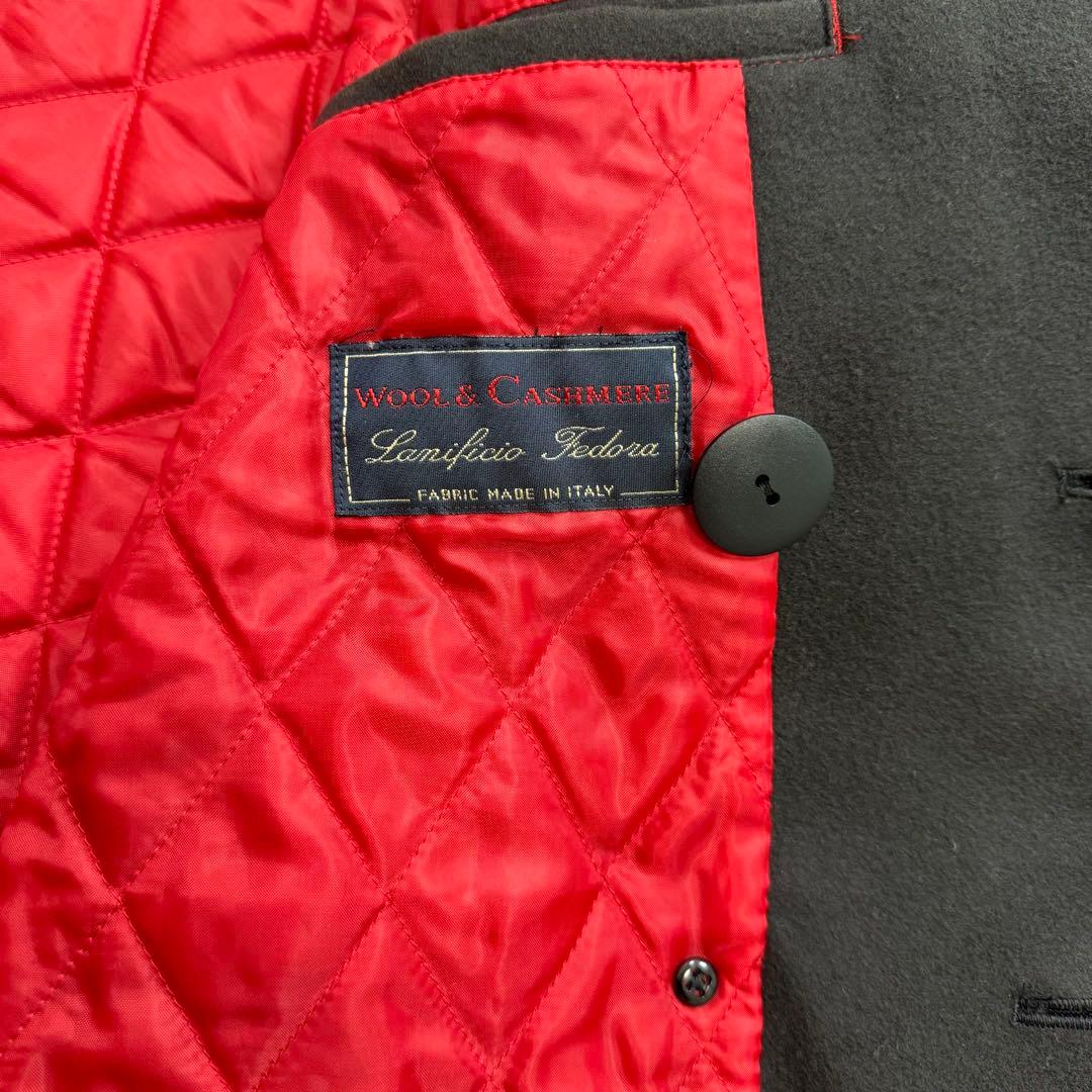 希少 カシミヤ混！ジェイプレス ダブル Pコート イタリア製生地 ネイビー XL